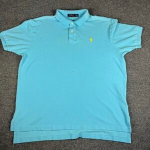 Polo Ralph Lauren Classic Fit Blue Polo Shirt Yellow Pony Logo